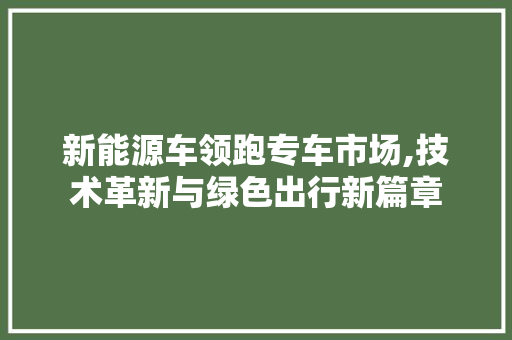 新能源车领跑专车市场,技术革新与绿色出行新篇章