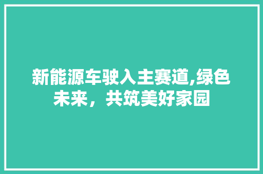 新能源车驶入主赛道,绿色未来，共筑美好家园