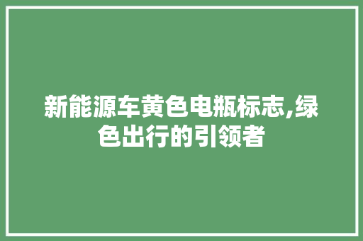 新能源车黄色电瓶标志,绿色出行的引领者