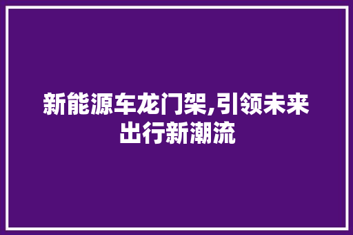 新能源车龙门架,引领未来出行新潮流