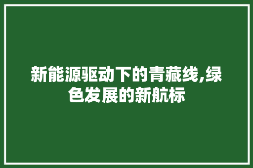 新能源驱动下的青藏线,绿色发展的新航标