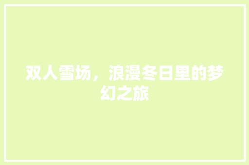 双人雪场，浪漫冬日里的梦幻之旅