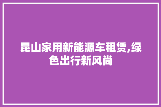 昆山家用新能源车租赁,绿色出行新风尚