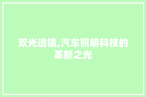 双光透镜,汽车照明科技的革新之光