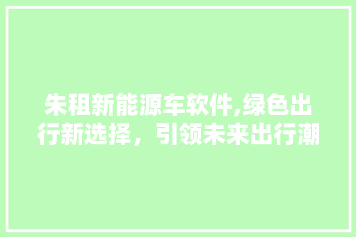 朱租新能源车软件,绿色出行新选择，引领未来出行潮流
