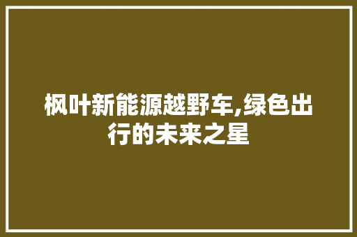 枫叶新能源越野车,绿色出行的未来之星