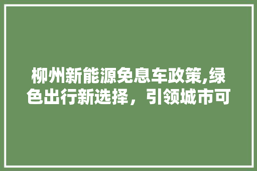 柳州新能源免息车政策,绿色出行新选择，引领城市可持续发展