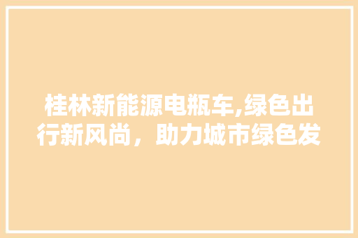 桂林新能源电瓶车,绿色出行新风尚，助力城市绿色发展