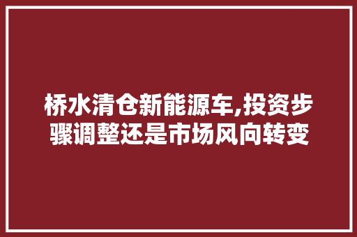 桥水清仓新能源车,投资步骤调整还是市场风向转变