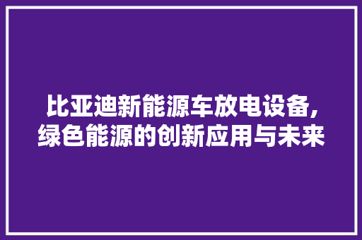 比亚迪新能源车放电设备,绿色能源的创新应用与未来展望