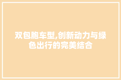 双包胞车型,创新动力与绿色出行的完美结合