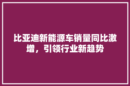 比亚迪新能源车销量同比激增，引领行业新趋势