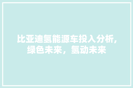 比亚迪氢能源车投入分析,绿色未来，氢动未来
