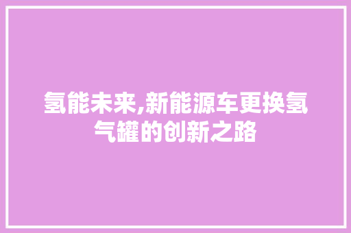 氢能未来,新能源车更换氢气罐的创新之路