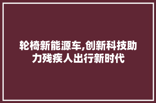 轮椅新能源车,创新科技助力残疾人出行新时代