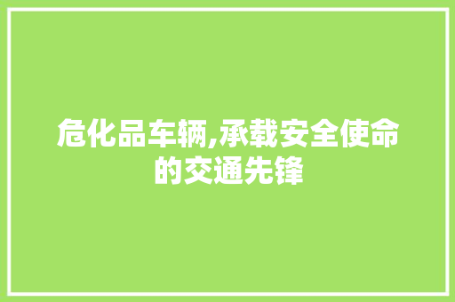 危化品车辆,承载安全使命的交通先锋