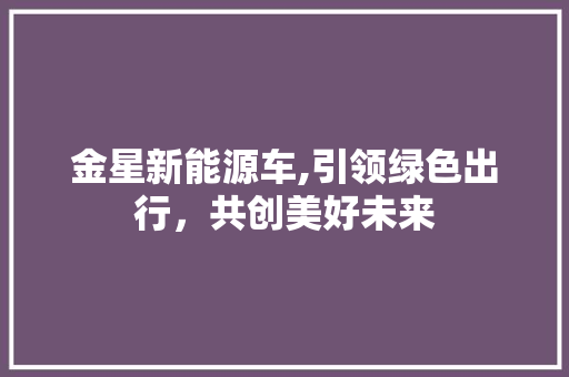 金星新能源车,引领绿色出行，共创美好未来