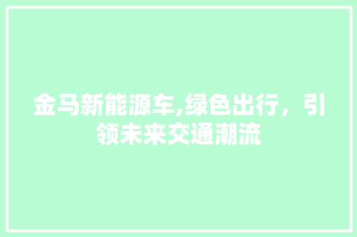 金马新能源车,绿色出行，引领未来交通潮流