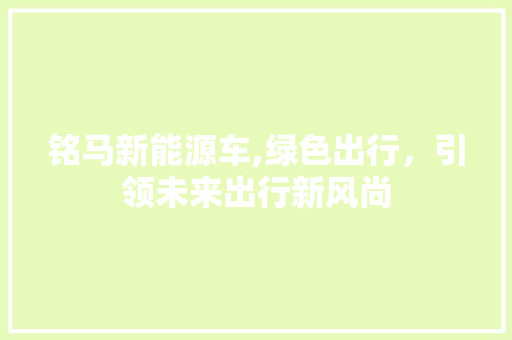 铭马新能源车,绿色出行，引领未来出行新风尚