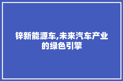 锌新能源车,未来汽车产业的绿色引擎