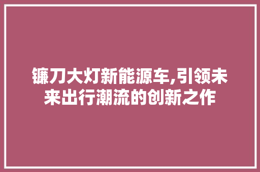 镰刀大灯新能源车,引领未来出行潮流的创新之作