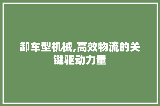 卸车型机械,高效物流的关键驱动力量