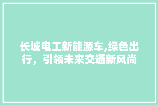 长城电工新能源车,绿色出行，引领未来交通新风尚