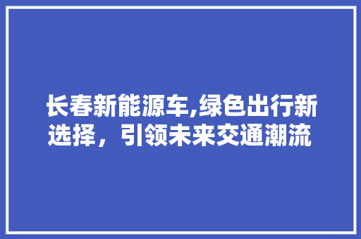 长春新能源车,绿色出行新选择，引领未来交通潮流