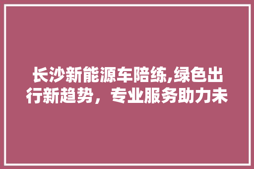 长沙新能源车陪练,绿色出行新趋势，专业服务助力未来驾驶