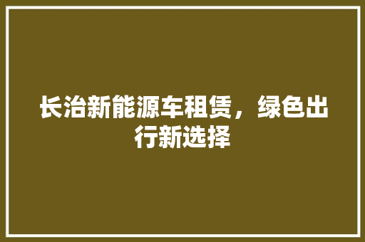 长治新能源车租赁，绿色出行新选择