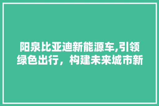 阳泉比亚迪新能源车,引领绿色出行，构建未来城市新篇章