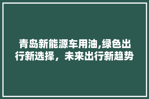 青岛新能源车用油,绿色出行新选择，未来出行新趋势
