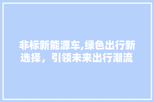 非标新能源车,绿色出行新选择，引领未来出行潮流
