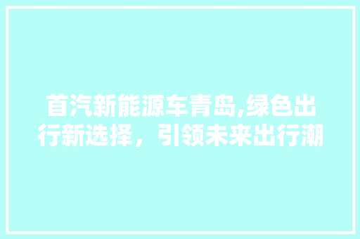 首汽新能源车青岛,绿色出行新选择，引领未来出行潮流