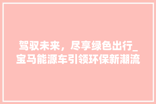 驾驭未来，尽享绿色出行_宝马能源车引领环保新潮流 变速箱配件