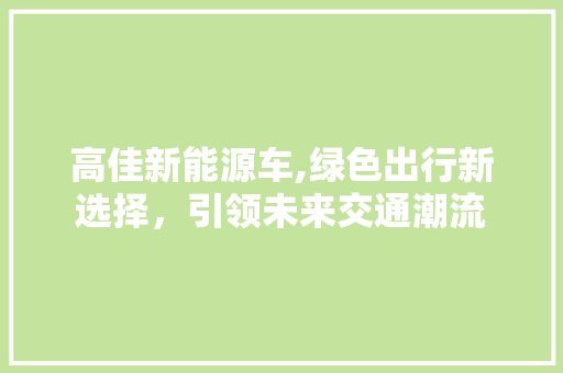 高佳新能源车,绿色出行新选择，引领未来交通潮流
