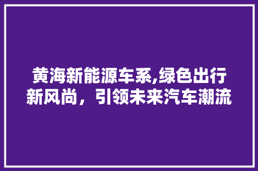 黄海新能源车系,绿色出行新风尚，引领未来汽车潮流