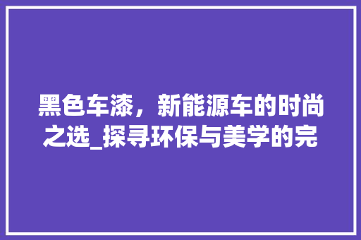黑色车漆，新能源车的时尚之选_探寻环保与美学的完美融合