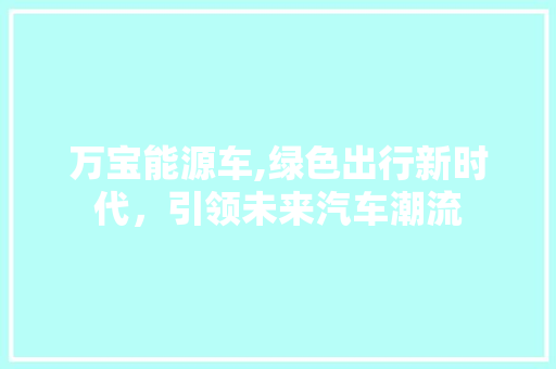 万宝能源车,绿色出行新时代，引领未来汽车潮流