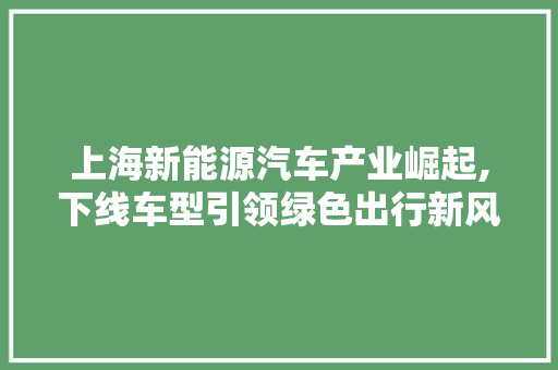 上海新能源汽车产业崛起,下线车型引领绿色出行新风尚