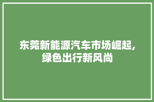 东莞新能源汽车市场崛起,绿色出行新风尚