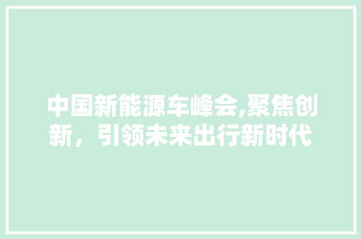 中国新能源车峰会,聚焦创新，引领未来出行新时代