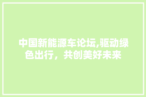中国新能源车论坛,驱动绿色出行，共创美好未来