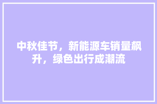 中秋佳节，新能源车销量飙升，绿色出行成潮流