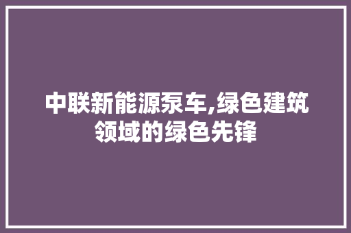 中联新能源泵车,绿色建筑领域的绿色先锋