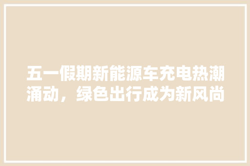 五一假期新能源车充电热潮涌动，绿色出行成为新风尚