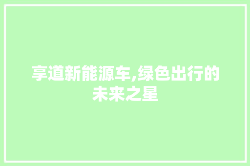 享道新能源车,绿色出行的未来之星