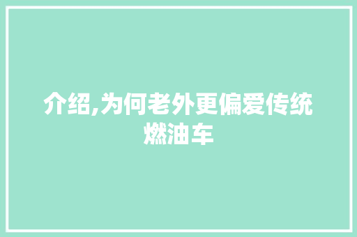 介绍,为何老外更偏爱传统燃油车