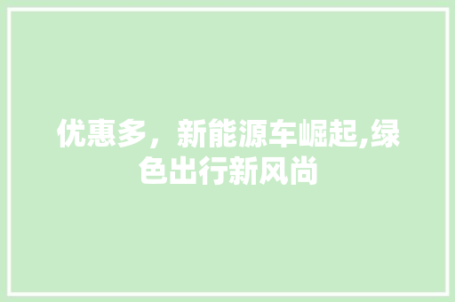 优惠多，新能源车崛起,绿色出行新风尚