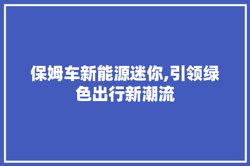保姆车新能源迷你,引领绿色出行新潮流